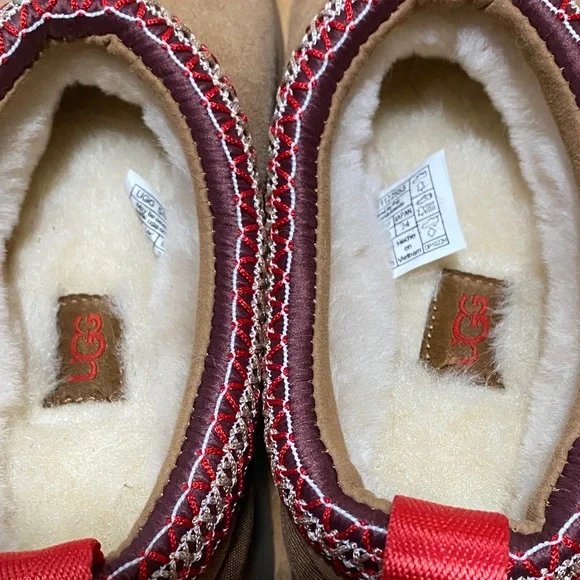 UGG Women's Tan and Red Platform Mules - Picture 5 of 11